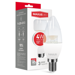 Светодиодная лампа Maxus 5313 С37 4W 3000K E14 220V Код.54537