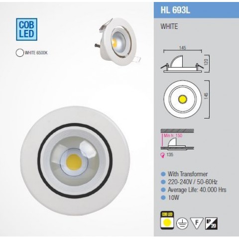 Светодиодный светильник Horoz (HL693L) 10W 6500K кругл. белый (потолочный) Код.55291