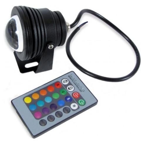 Светодиодный круглый линзованый прожектор SL-10-220 RGB 10W 220V IP65 Код.58501