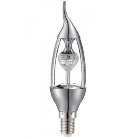 Светодиодная лампа CIVILIGHT KP35T5 E14 5W Diamond Silver candle F37 2700К (warm white) Код.58579