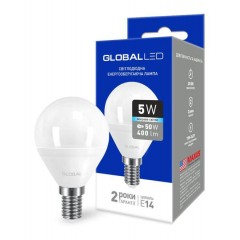 Светодиодная лампа GLOBAL 1-GBL-144 G45 5W 4100К E14 220V Код.58601