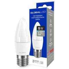 Светодиодная лампа GLOBAL 1-GBL-132 C37 5W 4100К E27 220V АР Код.58603