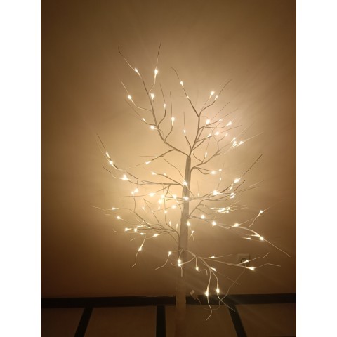 Светодиодное дерево гирлянда теплый белый 1.5м. 96 led IP44 белое 220V Код.59378