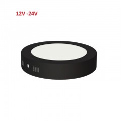Светодиодный накладной светильник 12W 12-24V 6400K круг черный потолочный Код.59476