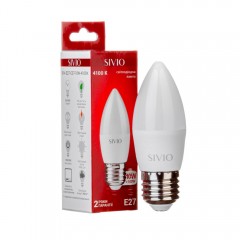 Світлодіодна лампа SIVIO 10W C37 E27 4100K Код.59752