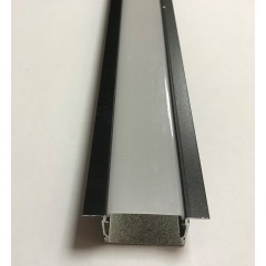 Чорний врізний LED-профіль з матовим розсіювачем ЛПВ-20АВ (за 1м) Код.59784